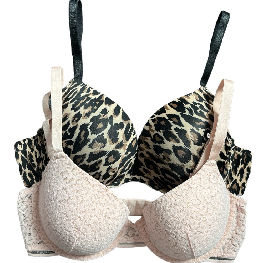34C NWOT Bras/ Auden Lace Blush Racerback / SHEIN Leopard Black Pushup